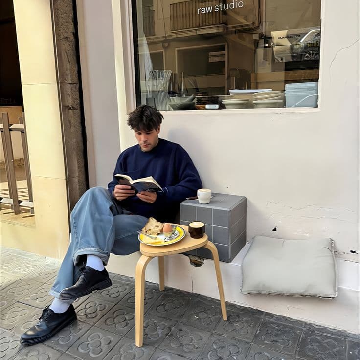 Reading at a café